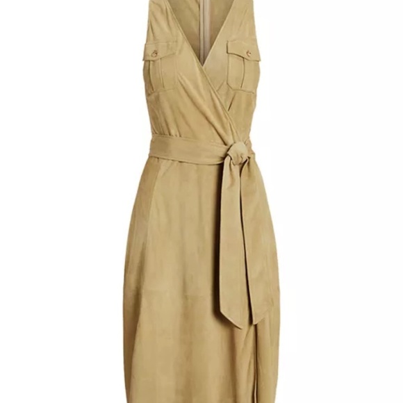 Lauren Ralph Lauren Black Label Women’s Tan Suede Fit & Flare Dress Size 12 - Picture 4 of 15